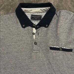 Denim & Flower Gray and Blue Casual Button Down Shirt